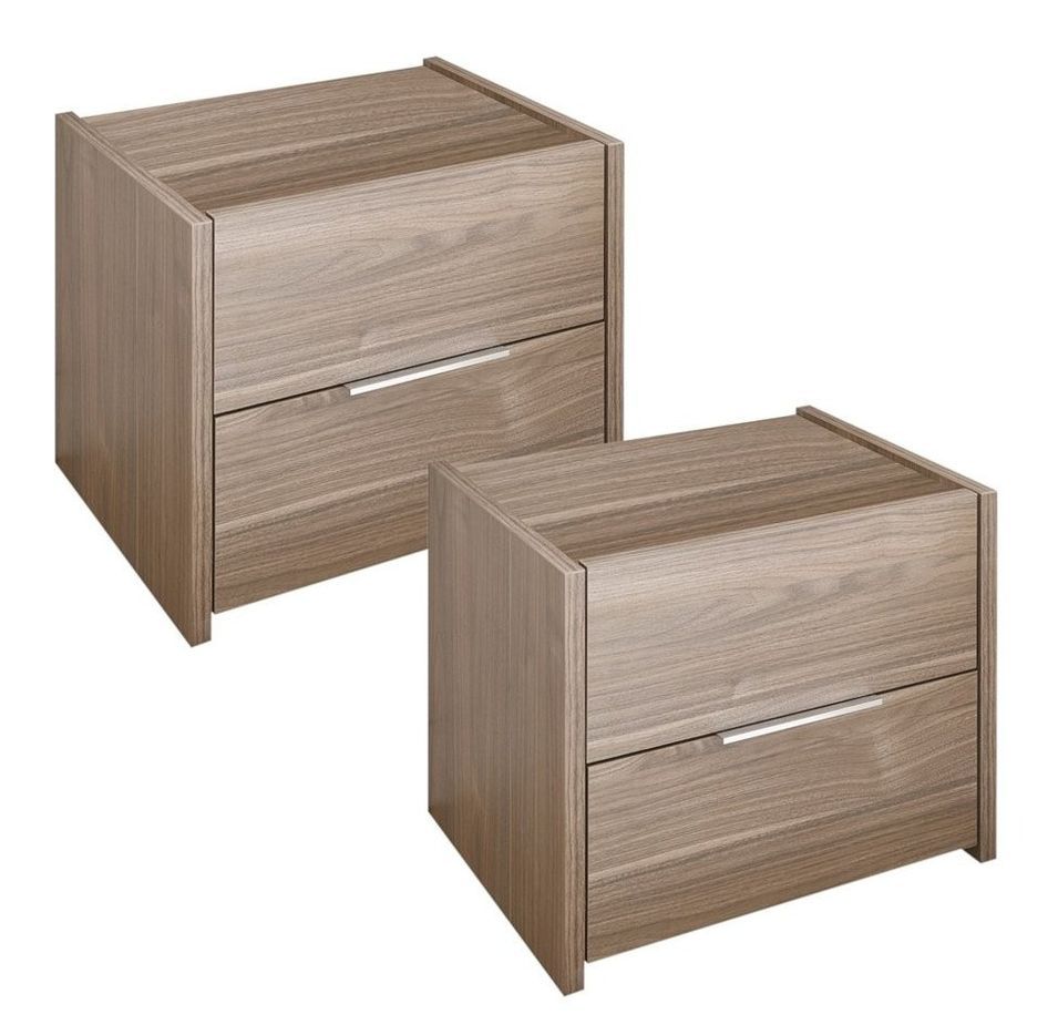 Table de chevet 2 tiroirs bois noyer Durban - Lot de 2 - Photo n°1