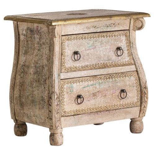 Table de chevet 2 tiroirs manguier massif clair décapé Abel - Photo n°1