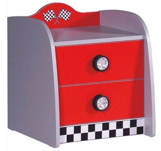 Table de chevet 2 tiroirs rouge Sport - Photo n°1