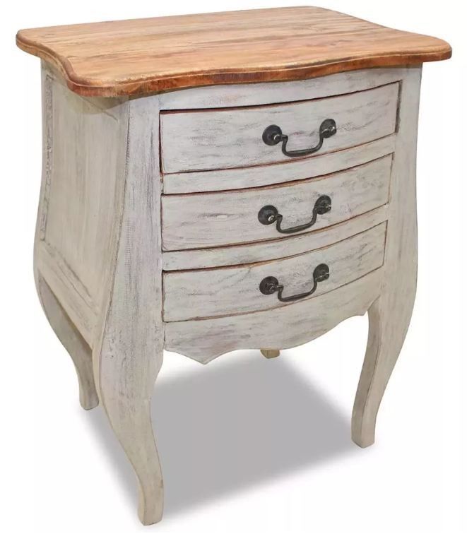 Table de chevet 3 tiroirs bois massif recyclé Titou - Photo n°1