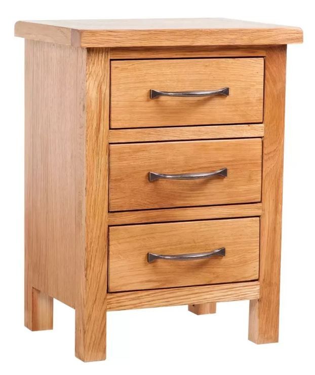 Table de chevet 3 tiroirs chêne massif clair Candice - Photo n°1