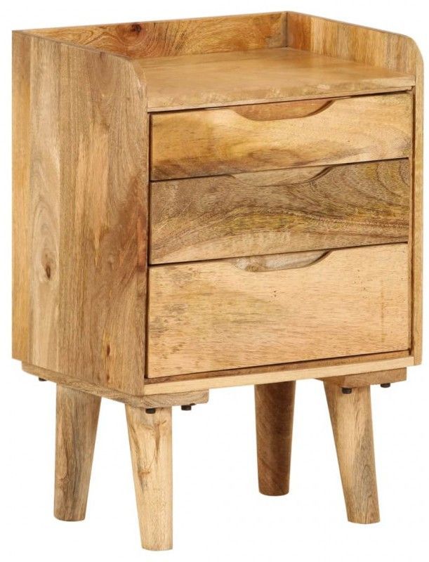 Table de chevet 3 tiroirs manguier massif clair Sopra - Photo n°1