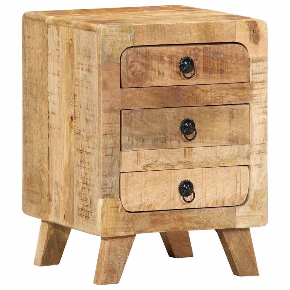 Table de chevet 37x32x50 cm bois de manguier massif brut - Photo n°1