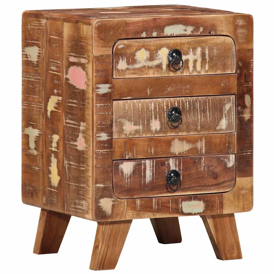 Table de chevet 37x32x50 cm bois massif de récupération - Photo n°1