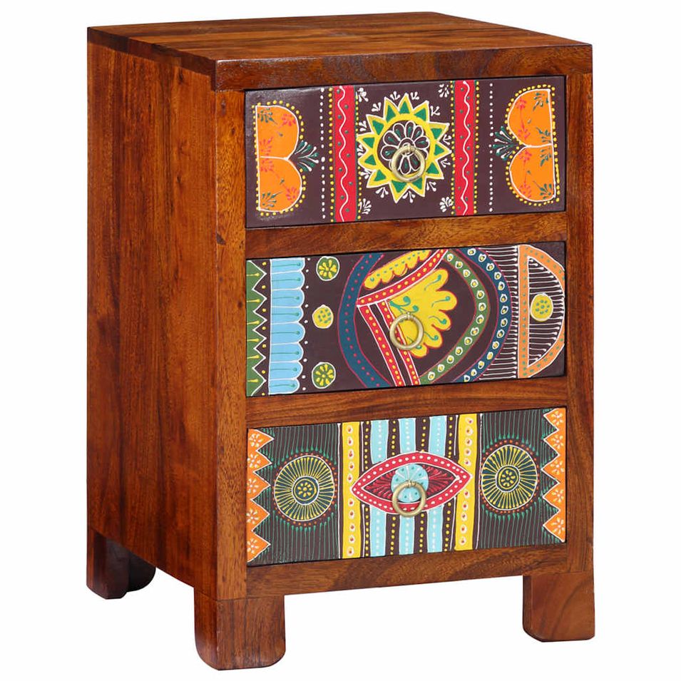 Table de chevet 40x40x60 cm bois d'acacia massif - Photo n°1