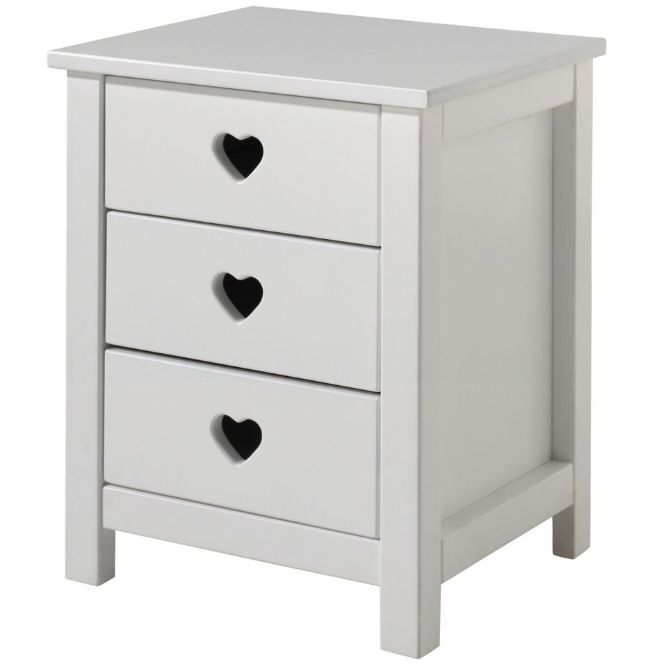 Table de chevet AMORI – Blanc laqué & détails cœur - Photo n°1