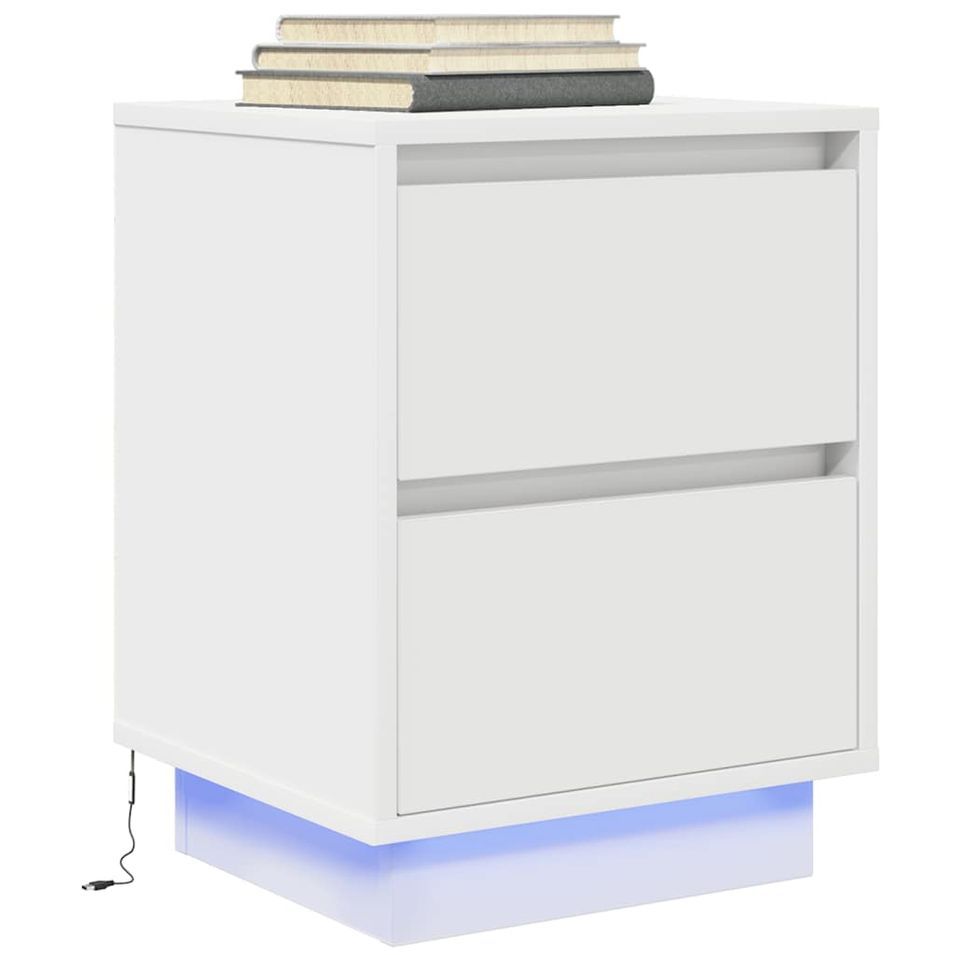 Table de chevet avec lumières LED blanc 38x34x50 cm - Photo n°1