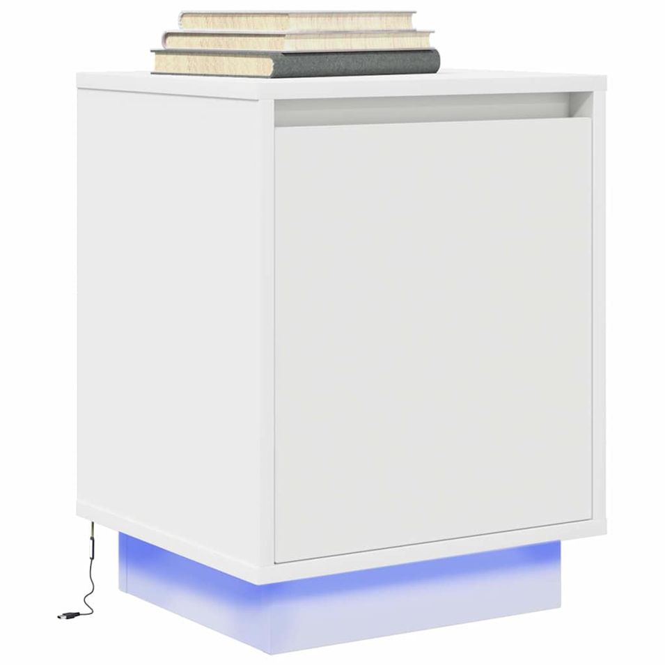 Table de chevet avec lumières LED blanc 38x34x50 cm - Photo n°1