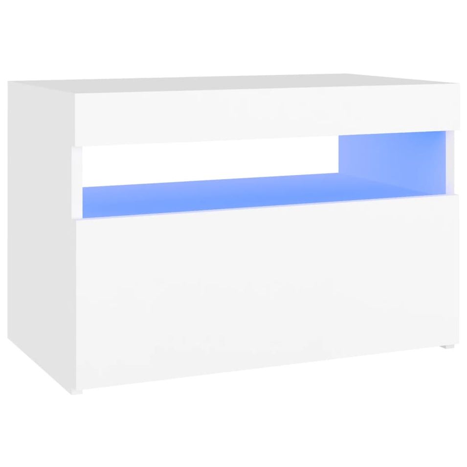 Table de chevet avec lumières LED Blanc 60x35x40 cm - Photo n°1