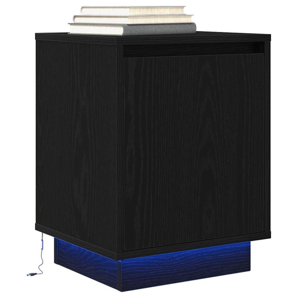 Table de chevet avec lumières LED noir 38x34x50 cm - Photo n°1