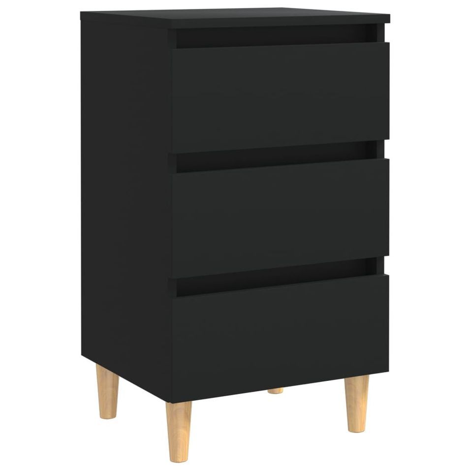 Table de chevet avec pieds en bois Noir 40x35x69 cm - Photo n°1