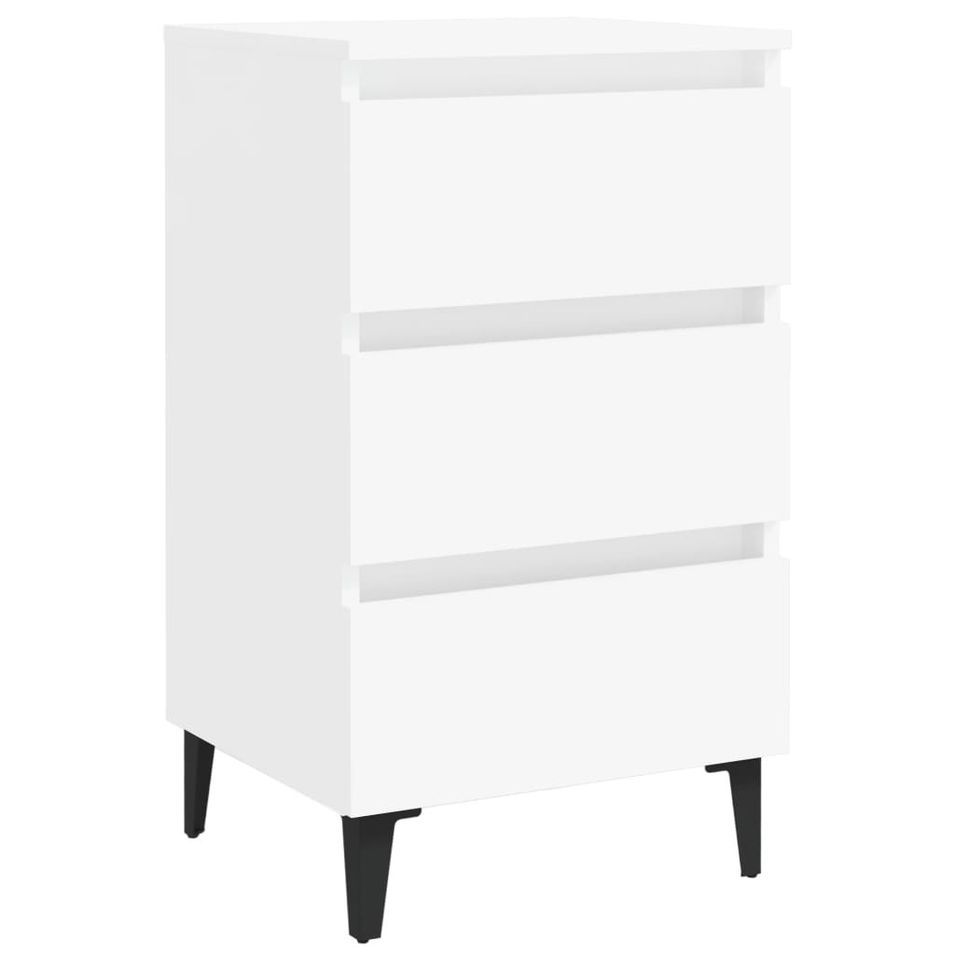 Table de chevet avec pieds en métal Blanc 40x35x69 cm - Photo n°1