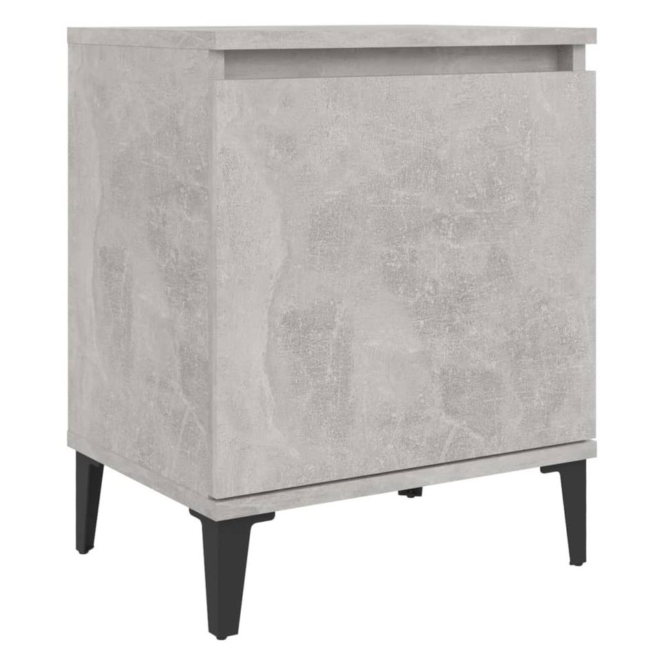 Table de chevet avec pieds en métal Gris béton 40x30x50 cm - Photo n°1