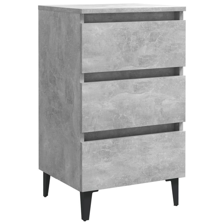 Table de chevet avec pieds en métal Gris béton 40x35x69 cm - Photo n°1