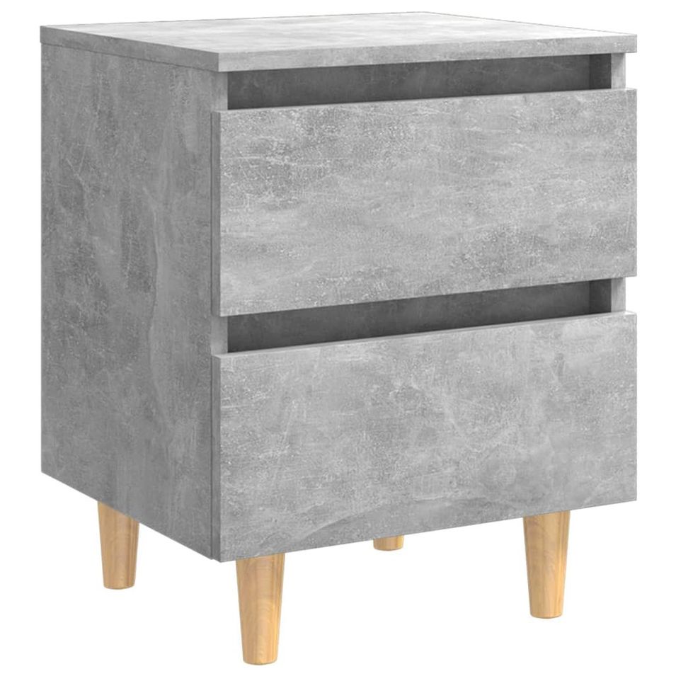 Table de chevet avec pieds en pin Gris béton 40x35x50 cm - Photo n°1