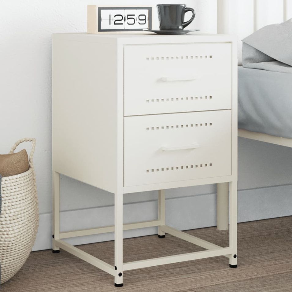 Table de chevet blanc 36x39x60,5 cm acier - Photo n°1