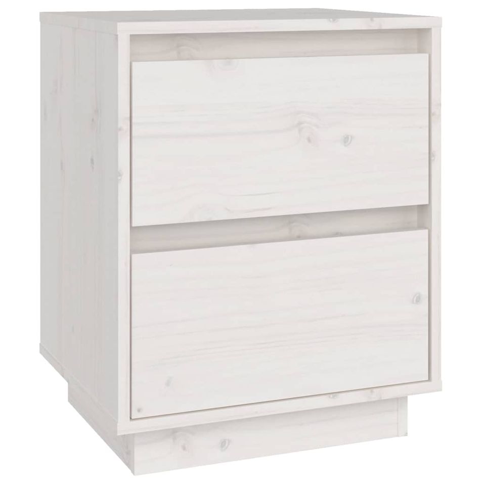 Table de chevet Blanc 40x35x50 cm Bois de pin solide - Photo n°1