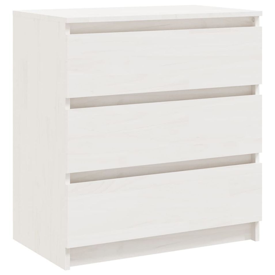 Table de chevet Blanc 60x36x64 cm Bois de pin massif - Photo n°1