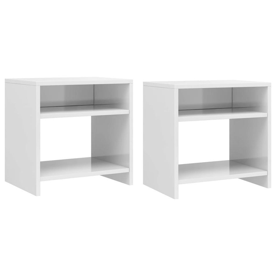 Table de chevet Blanc brillant 40 x 30 x 40 cm - Lot de 2 - Photo n°1