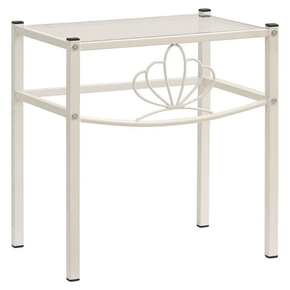 Table de chevet Blanc/transparent 42,5x33x44,5cm Métal et verre - Photo n°1