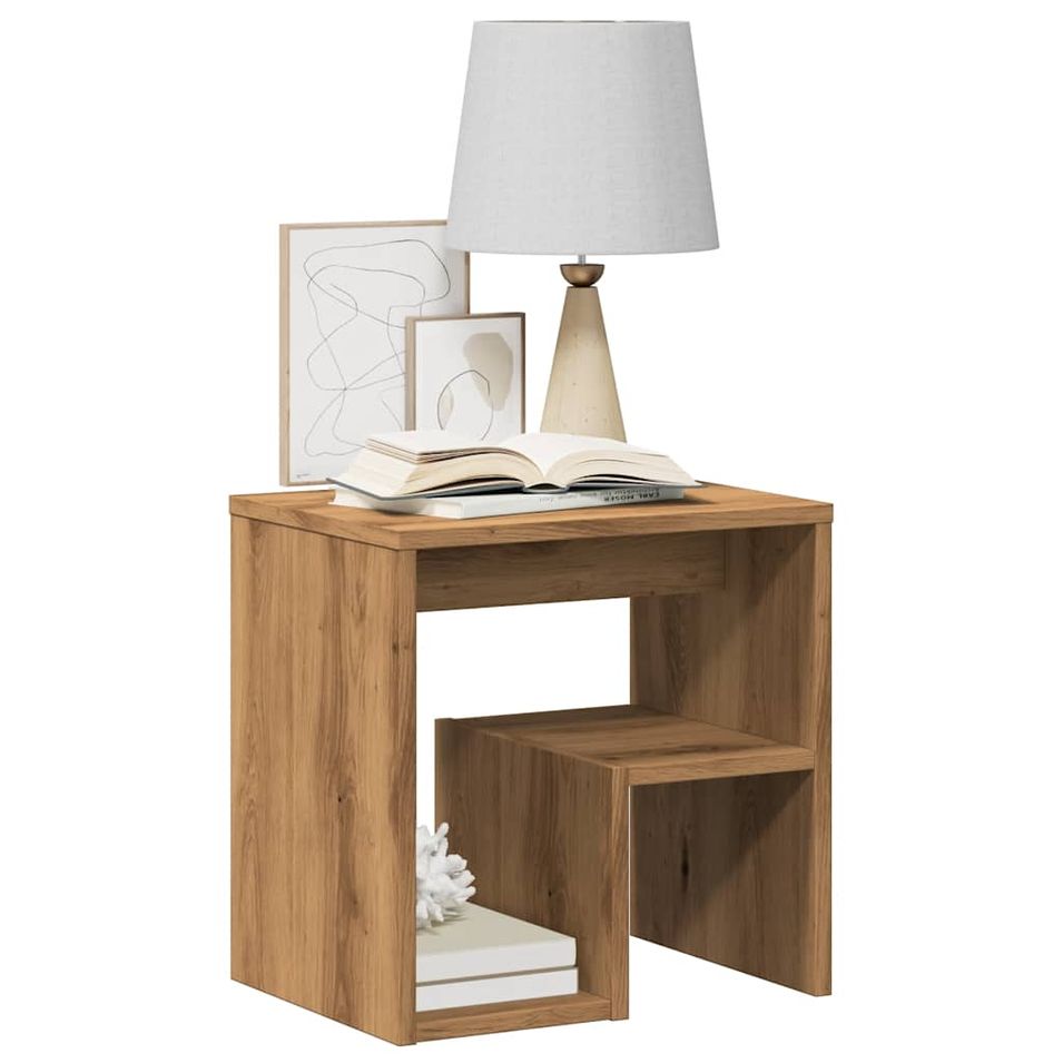 Table de chevet chêne artisanal 40x30x40 cm bois d'ingénierie - Photo n°1