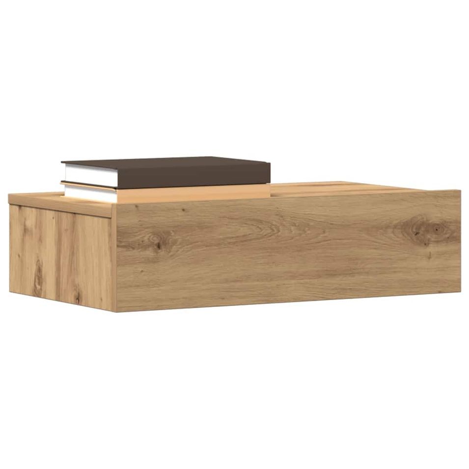 Table de chevet chêne artisanal 60x35 cm bois d’ingénierie - Photo n°1