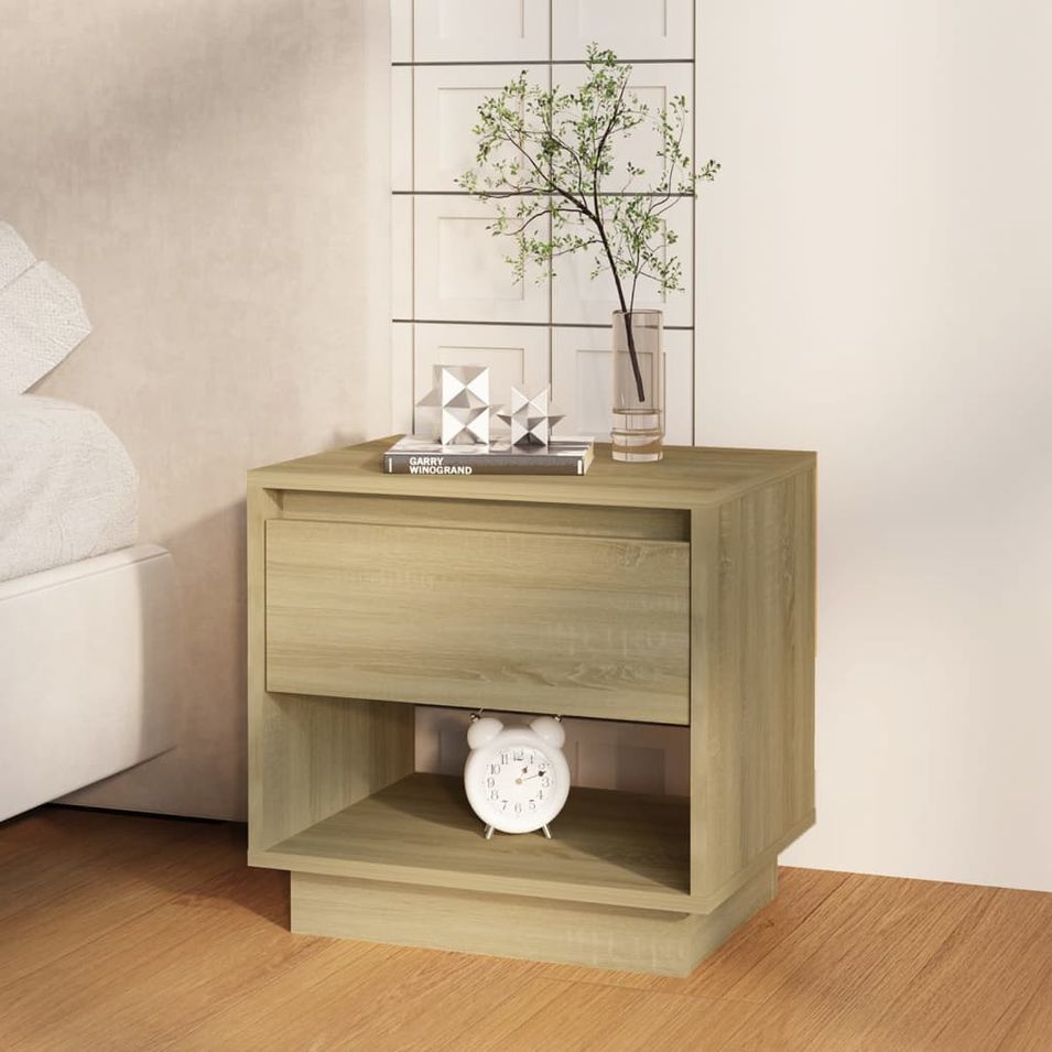 Table de chevet Chêne sonoma 45x34x44 cm bois d'ingénierie - Photo n°1