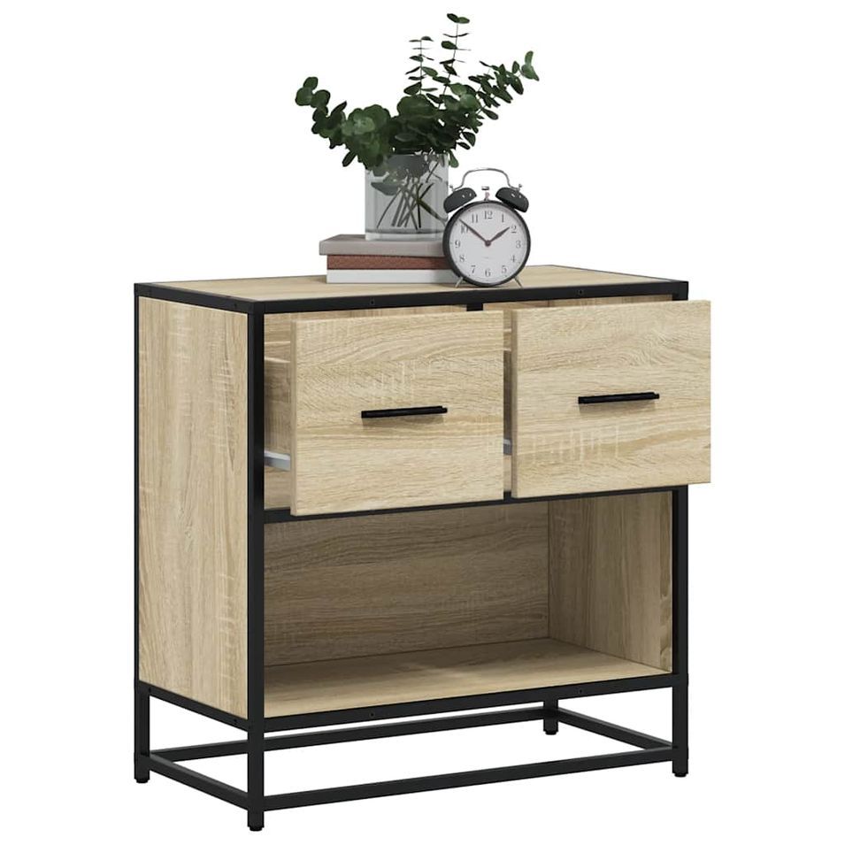 Table de chevet chêne sonoma 60x31x60 cm bois ingénierie métal - Photo n°1