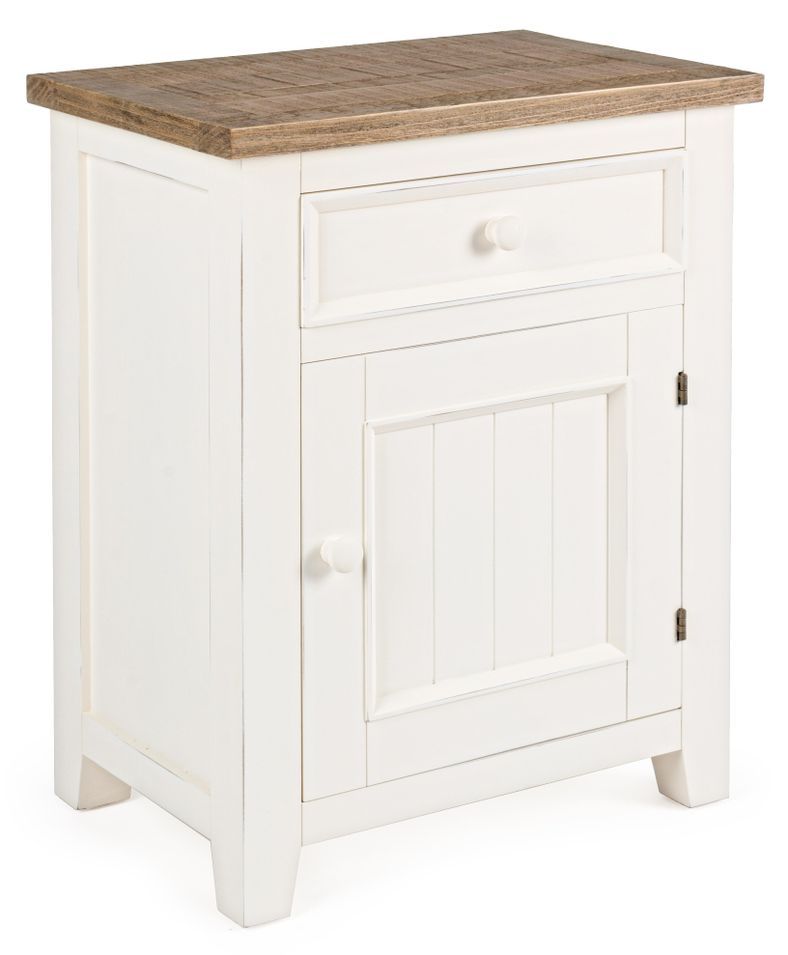Table de chevet en bois blanc 1 tiroir 1 porte Elya L 50 cm - Photo n°1