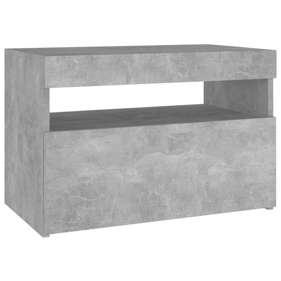 Table de chevet et lumières LED Gris béton 60x35x40cm - Photo n°1