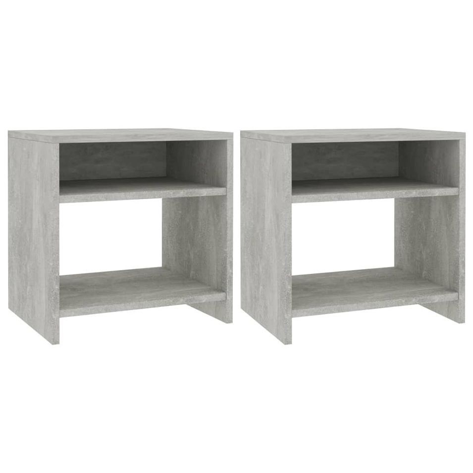 Table de chevet Gris béton 40 x 30 x 40 cm - Lot de 2 - Photo n°1