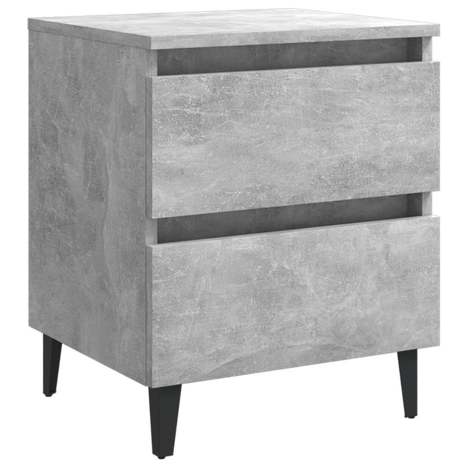Table de chevet Gris béton 40x35x50 cm 2 tiroirs Kuza - Photo n°1