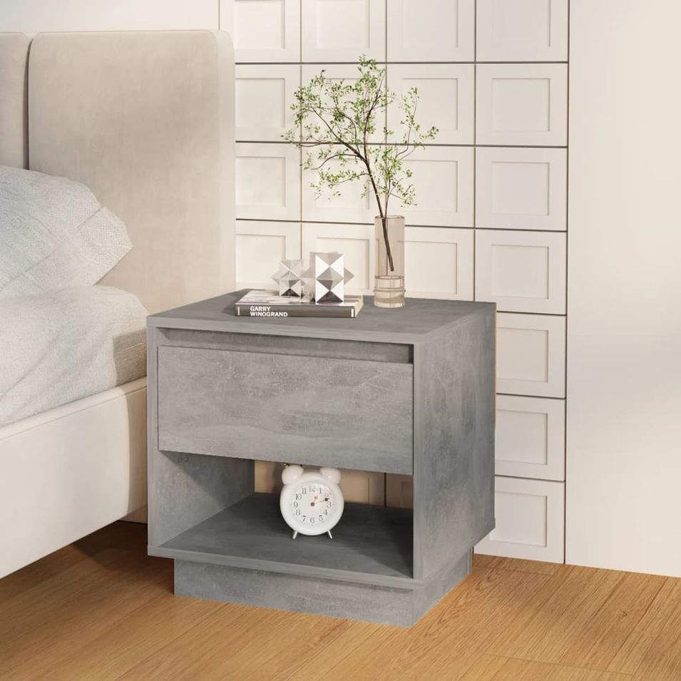 Table de chevet Gris béton 45x34x44 cm Bois d'ingénierie - Photo n°1