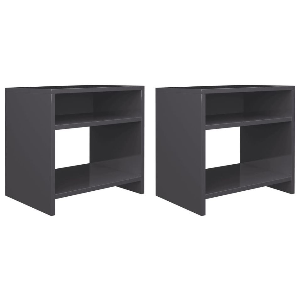 Table de chevet Gris brillant 40 x 30 x 40 cm - Lot de 2 - Photo n°1