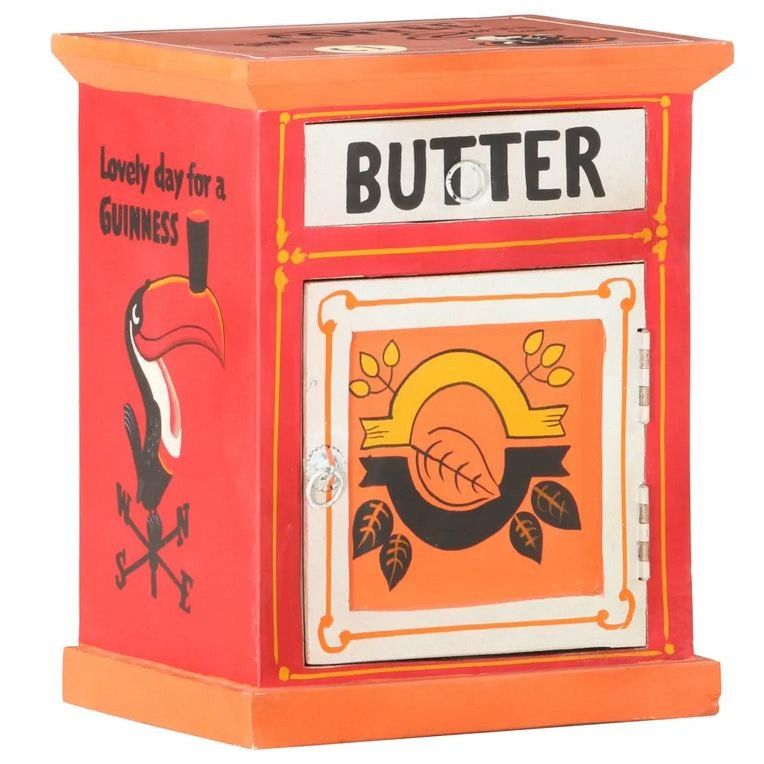 Table de chevet manguier massif rouge imprimé Noffy - Photo n°1