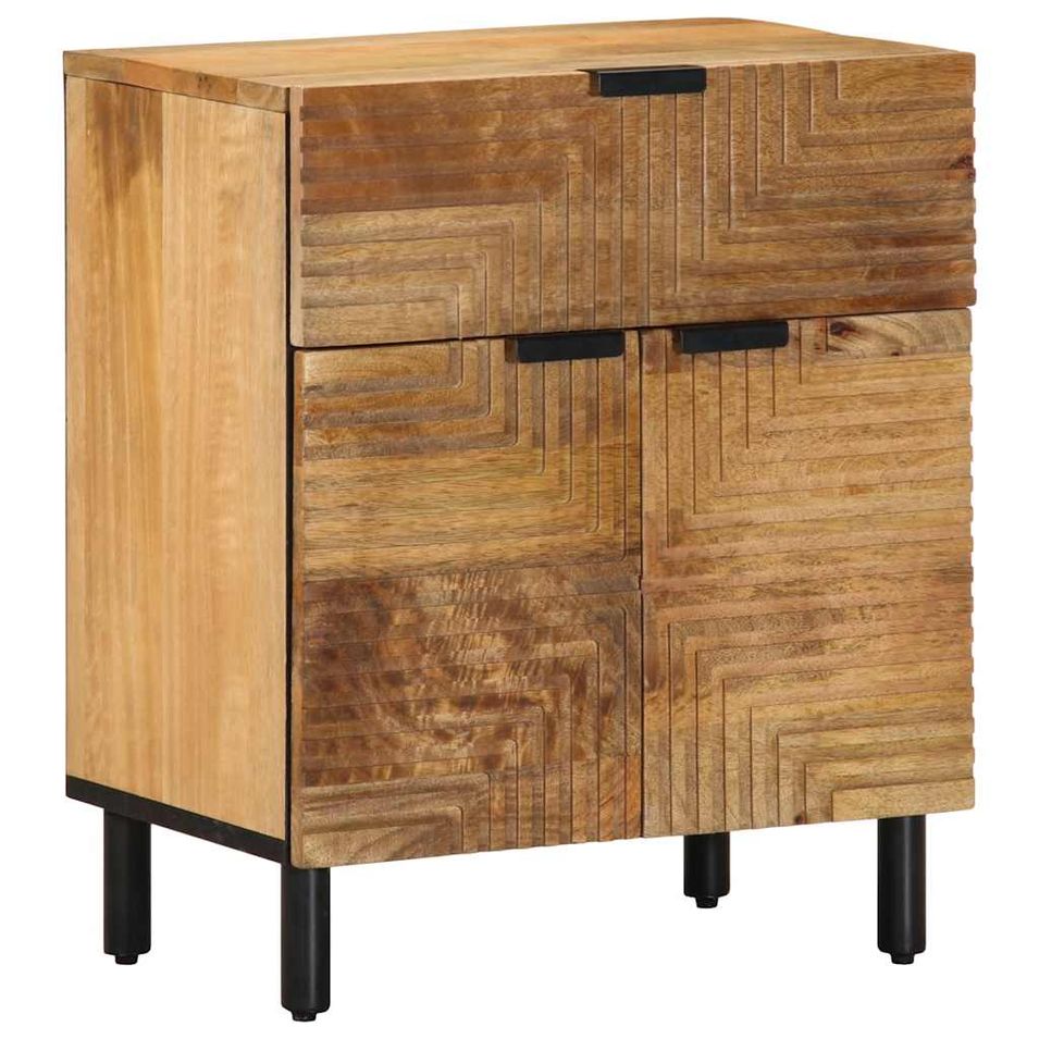 Table de chevet marron 50x33x60 cm bois de manguier massif - Photo n°1