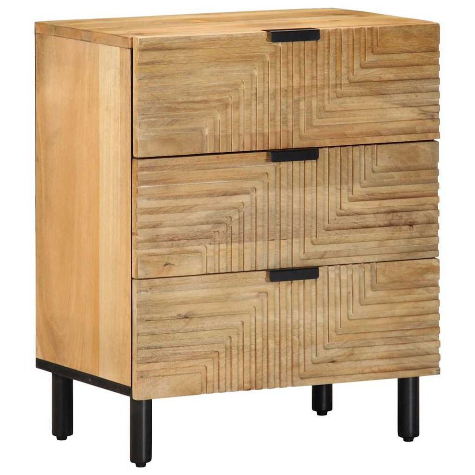 Table de chevet marron 50x33x62 cm bois de manguier solide - Photo n°1