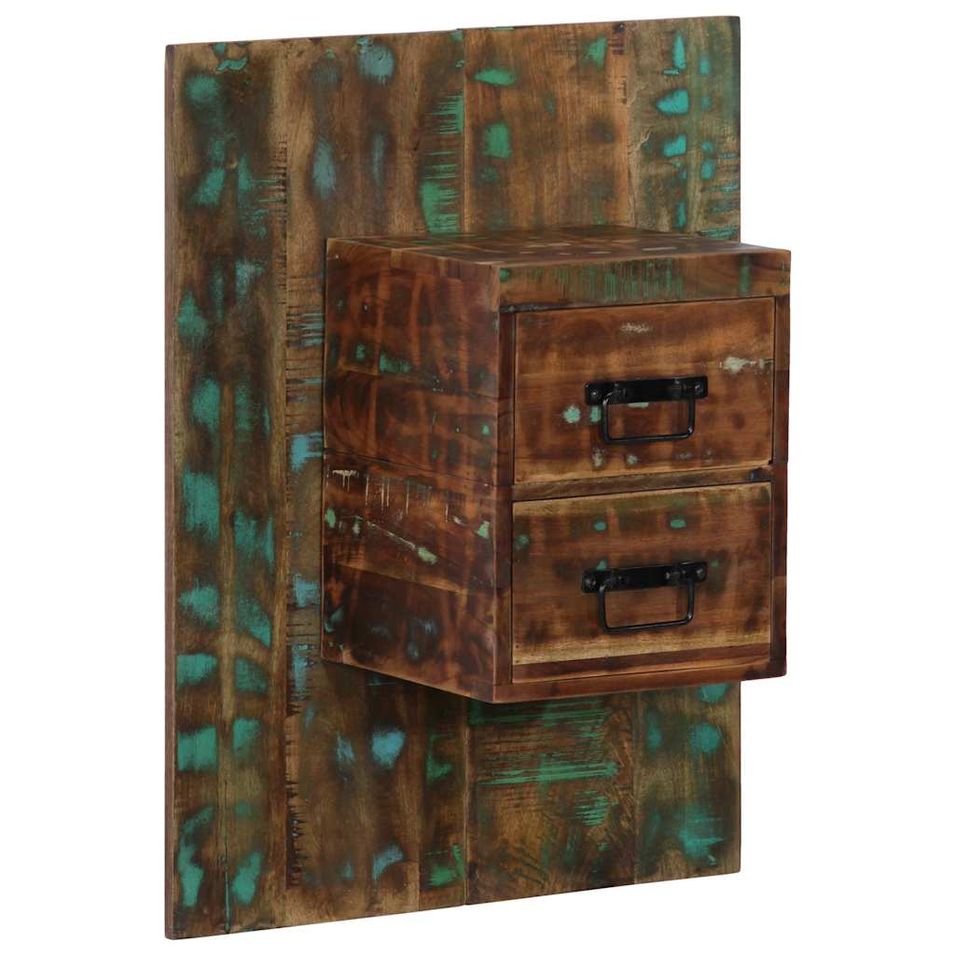 Table de chevet multicolore 60x32x80 cm bois de récupération - Photo n°1