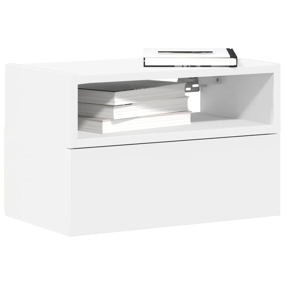 Table de chevet murale blanc 45x26x28,5 cm - Photo n°1