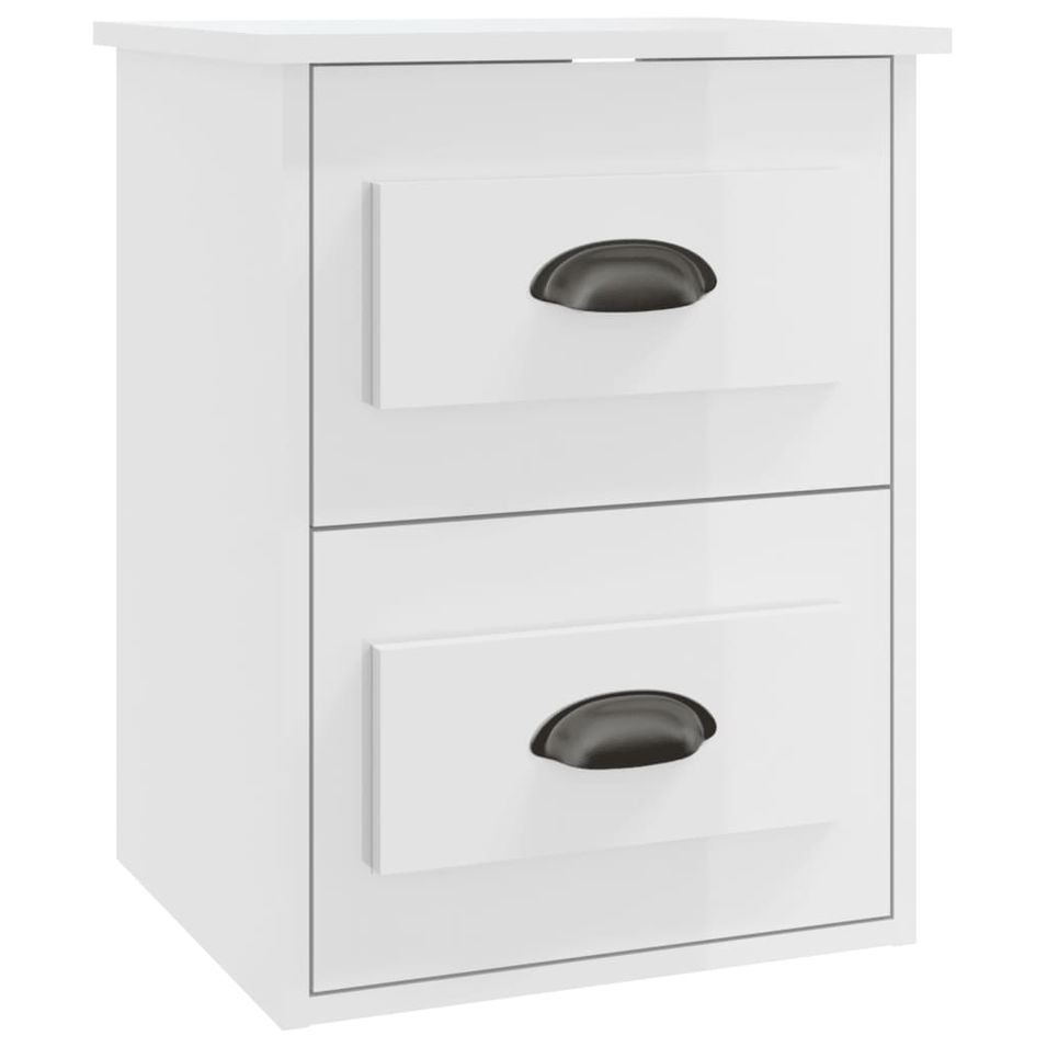 Table de chevet murale blanc brillant 41,5x36x53 cm - Photo n°1