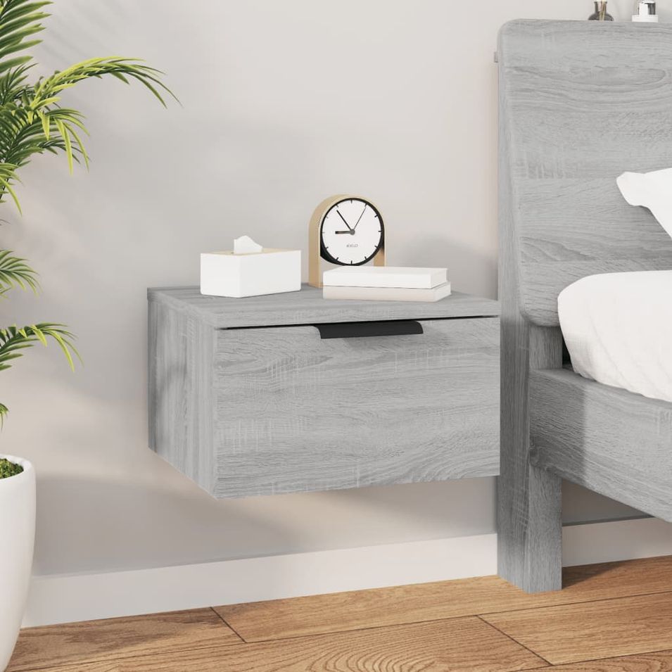 Table de chevet murale Sonoma gris 34x30x20 cm - Photo n°1