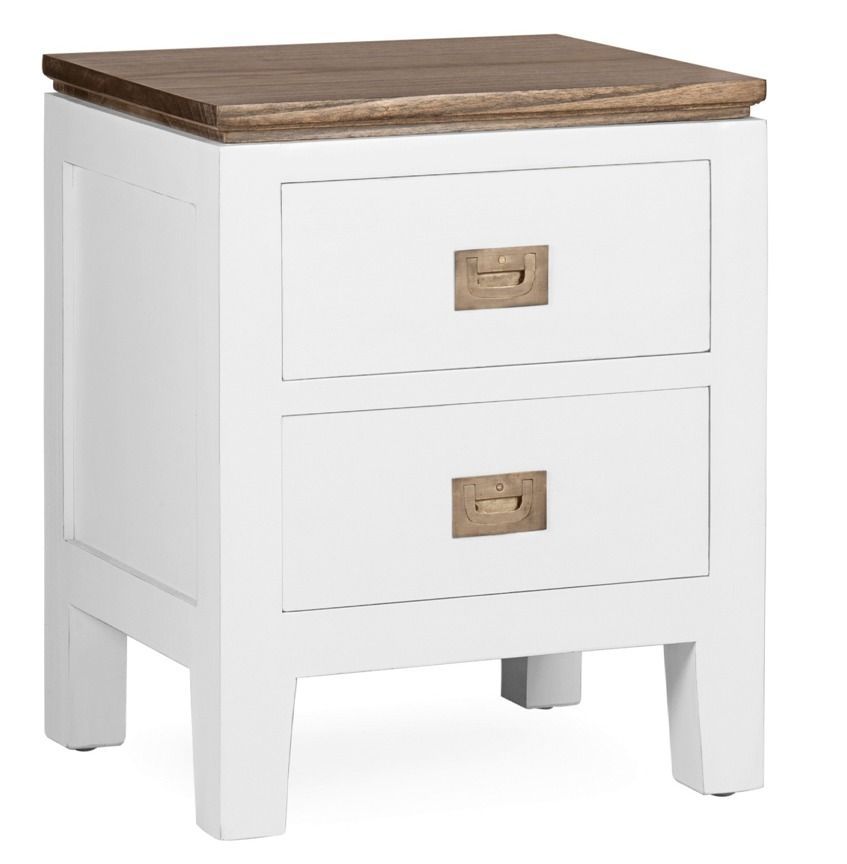 Table de chevet provençale bois massif de mindi blanc et marron Kirest 130 cm - Photo n°1