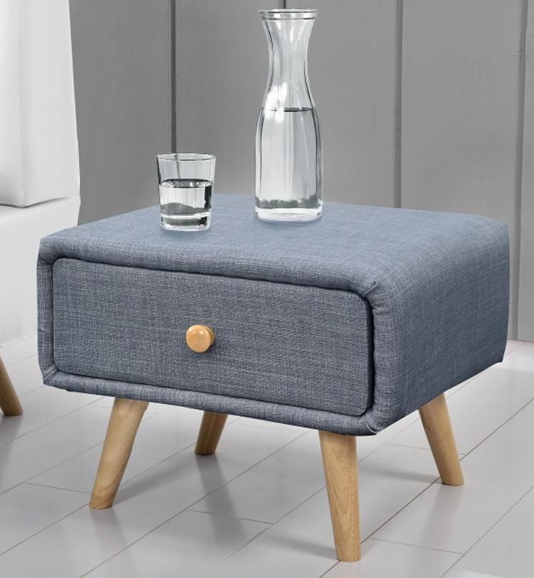 Table de chevet scandinave tissu lin gris foncé Naya - Photo n°1
