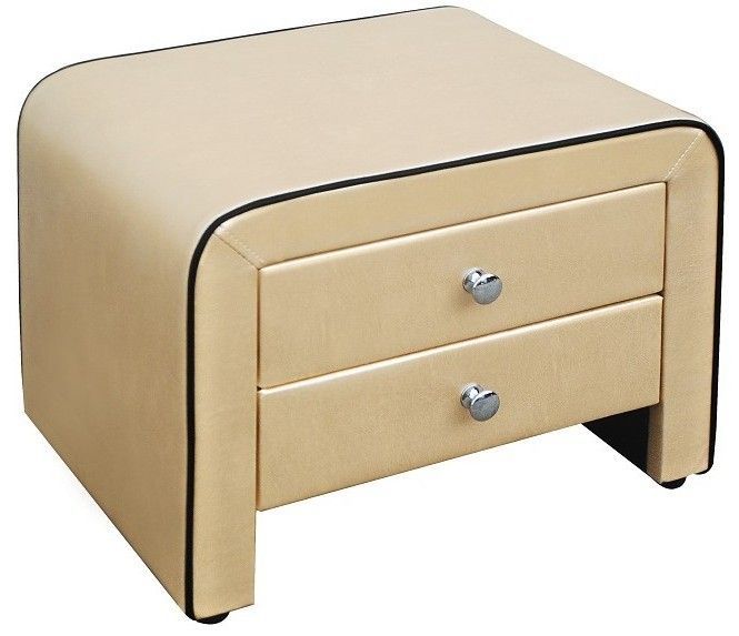 Table de chevet simili cuir or liseré noir Sleepa - Photo n°1