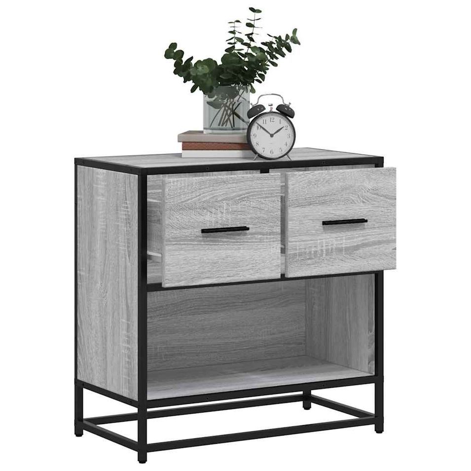 Table de chevet sonoma gris 60x31x60 cm bois ingénierie métal - Photo n°1