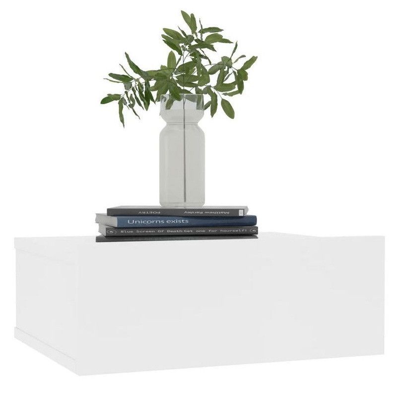 Table de chevet suspendue 1 tiroir bois blanc Komen - Photo n°1