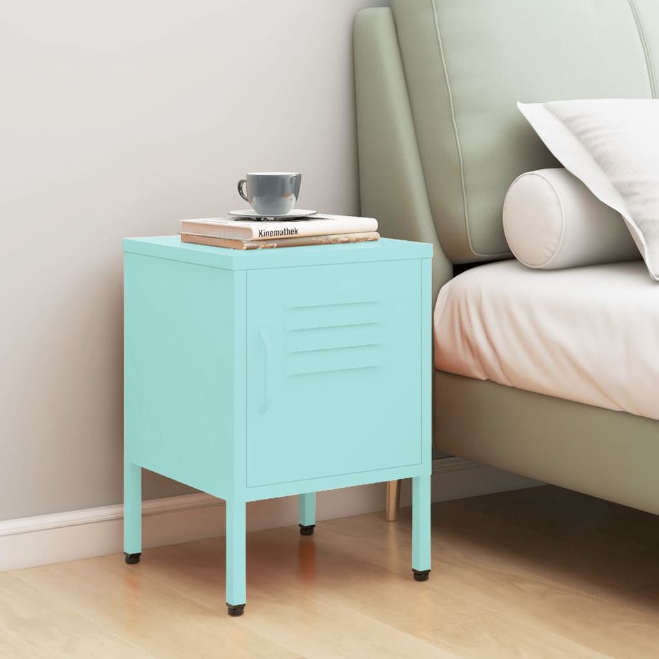 Table de chevet Vert menthe 35x35x51 cm Acier - Photo n°1