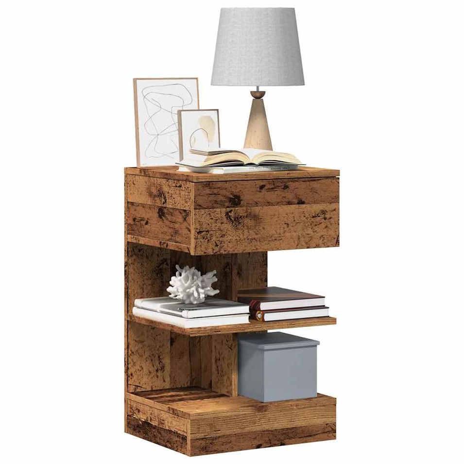 Table de chevet vieux bois 40x35x65 cm bois d'ingénierie - Photo n°1
