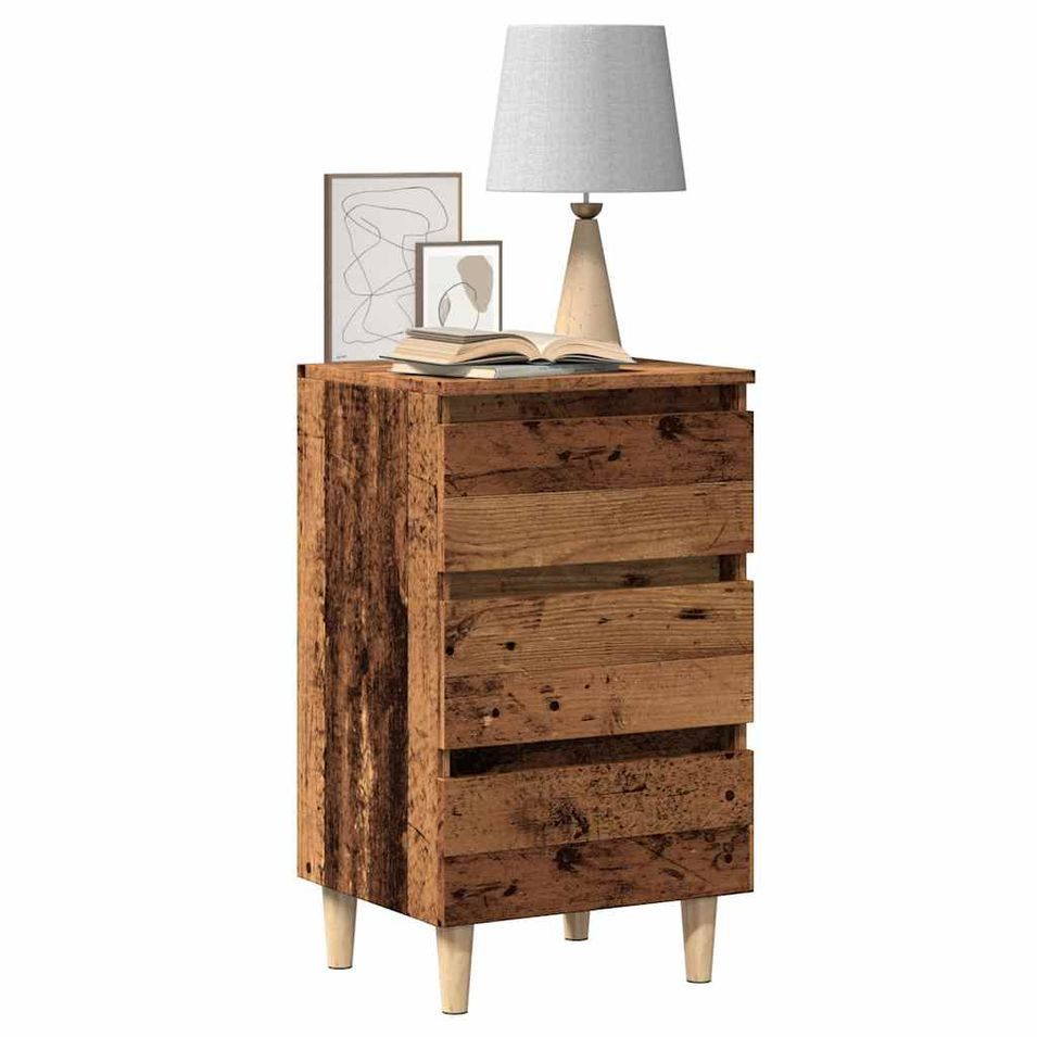 Table de chevet vieux bois 40x35x69 cm bois d’ingénierie - Photo n°1