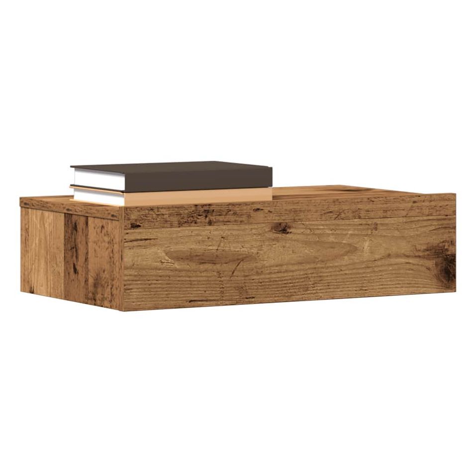 Table de chevet vieux bois 60x35 cm bois d'ingénierie - Photo n°1